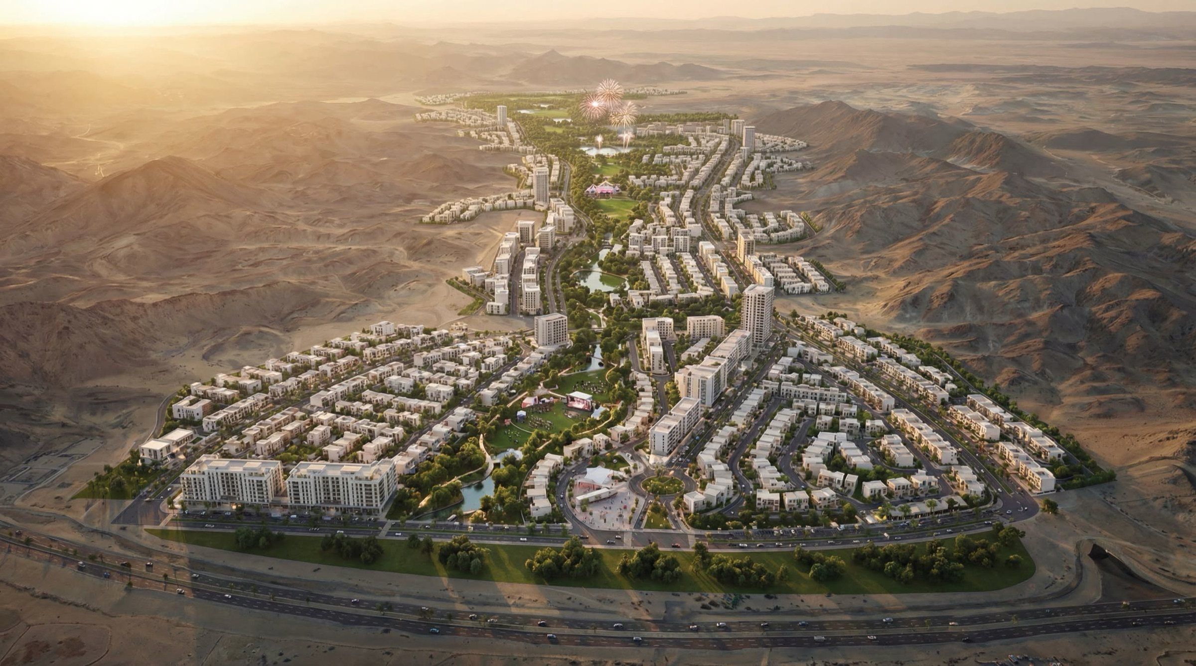 Aerial view of the valley at Murooj Jeddah